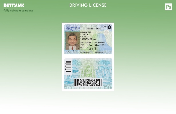 Модерен стил на САД Вајоминг државната возачка дозвола ( – сегашен) шаблон